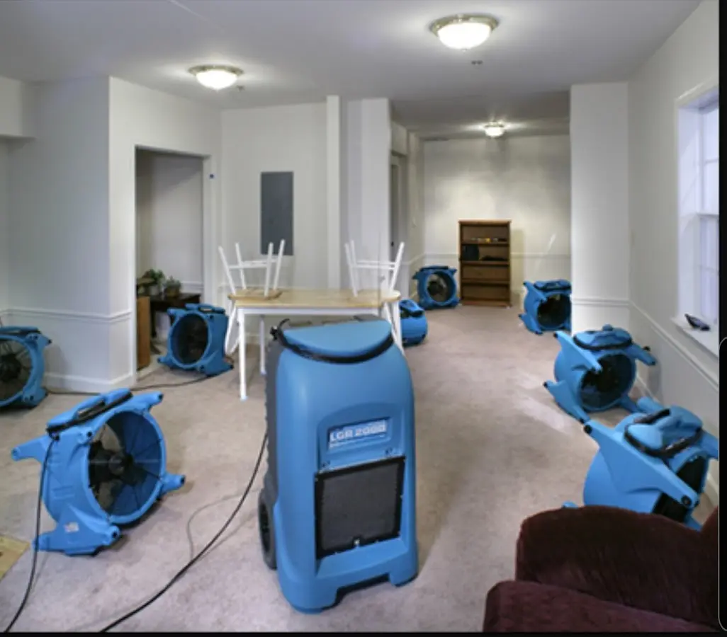 Air movers and dehumidifier setup for Water Damage Restoration in North Palm Beach