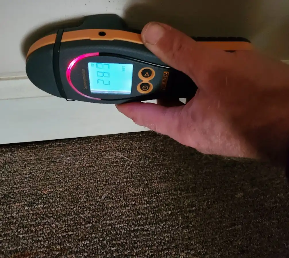 Moisture detection at baseboard during Sewage Cleanup & Sanitation in North Palm Beach